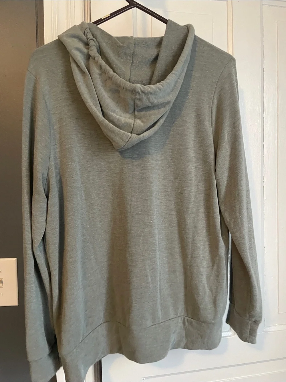 Kaileigh Olive Green Pullover Hoodie with Cream Drawstrings - Picture 5 of 5